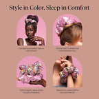 Lisa Frank x Kitsch Pillow Satin Scrunchies for Women - Hair Ties No Damage, No Crease Hair Accessories | for Day or Night Use | Ideal Gifts for Women - 2pcs