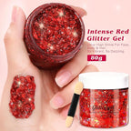 Body Glitter, Face Glitter Hair Glitter for Women Girls, Silver Red Glitter Gel for Makeup, Hair Accessories Kit with Hair Wax Stick, 500 Pcs Toddler Hair Elastic, Hair Styling Kit with Rat Tail Comb