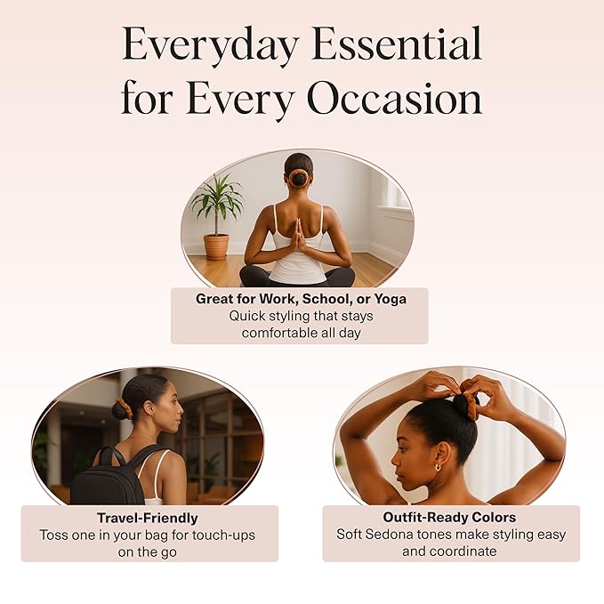 Kitsch Scrunchies for Women - No Crease Hair Ties No Damage | Soft Polyester Scrunchies for All Hair Types | Stylish & Comfortable, For Ponytails & Buns | Ideal Gifts for Women - Sedona, 3pcs