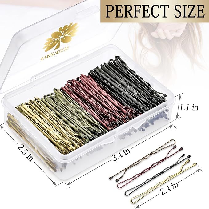200PCS 2.4Inch Bobby Pins Multi color,Pain-Free Bobby Pins for All Hair Types,Hair Pins for Women Girls,Hairpins for Buns with Box(Multicolor)