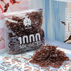 1000pcs Brown Mini Rubber Bands, Soft Small Hair Ties for Kids Toddlers Girls, Elastic Ponytail Accessories, No Damage Baby Hair Styling (Brown)