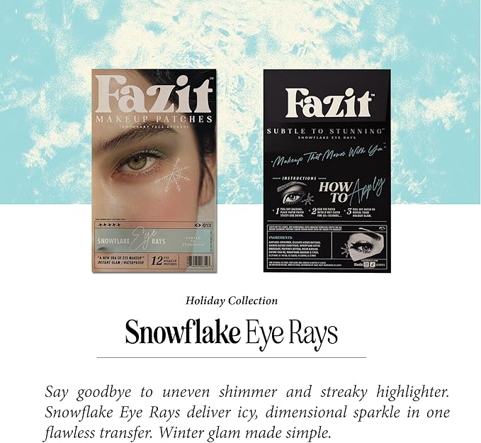 Fazit Makeup Patches - Snowflake Eye Rays - Glow Up Make-Up Patches - Cute Glitter Makeup Accessories for Women - Cosmetic Glitter for Face