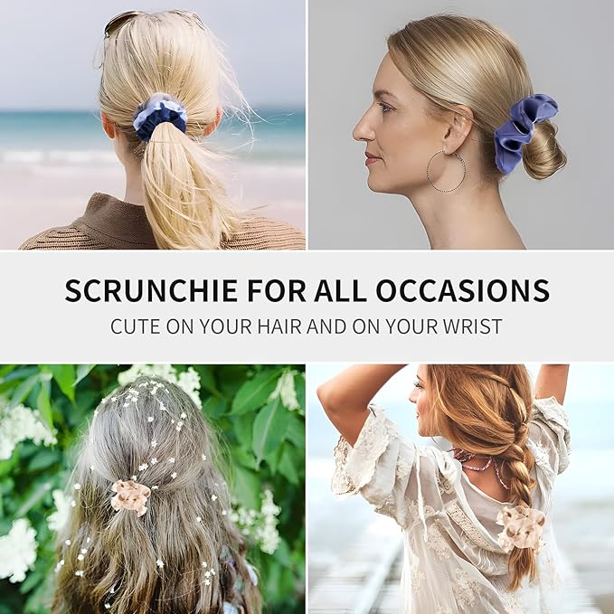 5Pcs Mulberry Silk Hair Ties,Silk Hair Scrunchies for Frizz & Breakage Prevention,No Damage,Elastic Ponytail Holders, Funny Gifts for Girlfriend Her Mon Grandma Daughter