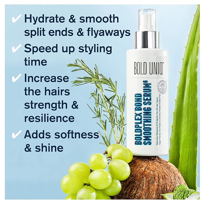 BOLD UNIQ Purple Hair Mask For Blonde, Platinum, Bleached, Silver, Gray, Ash & Brassy Hair & BoldPlex 6 Hair Serum - Remove Yellow Tones and Condition Dry, Damaged Hair, Cruelty Free and Vegan