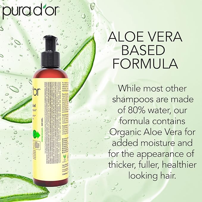 PURA D'OR 8 Oz Original Gold Label Anti-Thinning Biotin Shampoo Natural Earthy Scent, CLINICALLY TESTED Effective Results, Herbal Blend Hair Thickening Products, Women & Men, Color Treated Hair