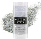 MEICOLY Silver Body Glitter Stick,Waterproof Halloween Face Glitter Gel,Chunky Glitter Face Paint,Mermaid Sequin Hair Glitter Makeup,Sparkle Body Glitter for Women,Festival Accessories Glitter
