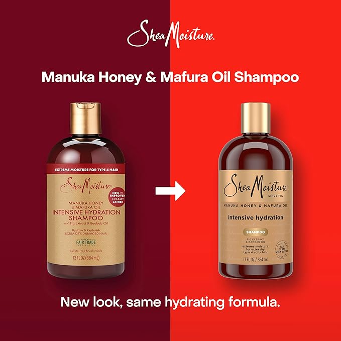Shea Moisture Intensive Hydration Shampoo Manuka Honey and Mafura Oil for Dry, Damaged Hair Sulfate-Free 13 oz