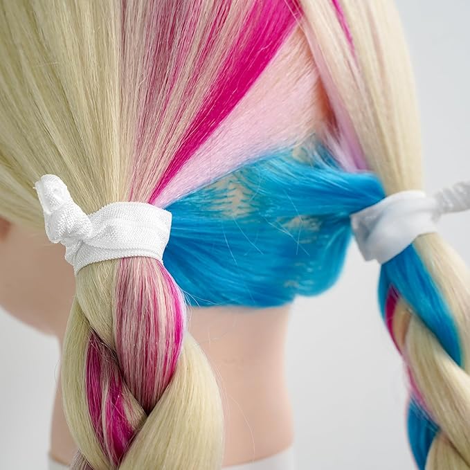 MEEDEE 100 Pack White No Crease Soft Ribbon Knotted Hair Ties - No Damage Ouchless Pony Tails & Yoga Bracelets for Women