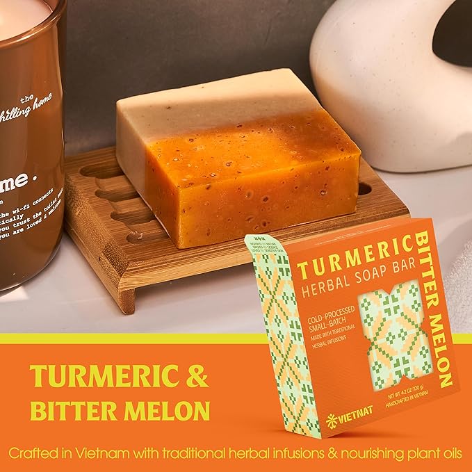 Turmeric, Tea Tree & Ginger Soap Bar (Pack of 3) – 2-in-1 Cleansing & Refreshing, Cold Process Handmade Bar with Essential Oils, Gentle Body Soap for Daily Use