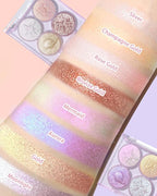 Holographic Multichrome Glitter Eyeshadow&Highlighter Palette, Sparkling Color Shift Metallic Shimmer Face Eye Shadow Palette,Highly Pigmented Cream Purple Mermaid Facial Illuminator Fairy Makeup-02