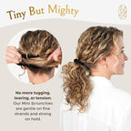 Authentic Mini Mulberry Silk Scrunchies for Women & Kids - Anti Breakage Small Silk Scrunchies for Fine, Curly & Thin Hair - No Dent, No Slip Hair Ties for Buns, Sleep & Ponytail - Onyx Black (3 Pack)