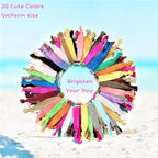 79STYLE 300pcs Elastic Hair Ties Ouchless No Crease Ouchless Ribbon Ponytail Holders Bulk Colorful Yoga Twist Hair Bands Hair Accessories Hand Knotted Fold Over Solid Colors (Multiple 20 Colors)