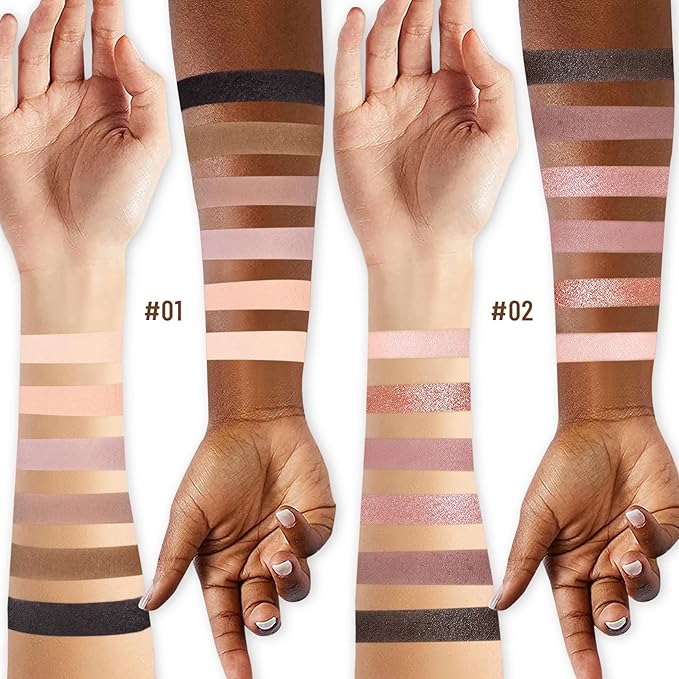 2PCS 6 Colors Mini Eyeshadow Palette Makeup with Brush Set Neutral Nude Eye Shadow Pink & Brown Matte Shimmer Make Up Pallet with Mirror Highly Pigmented Travel Size Gift Kit