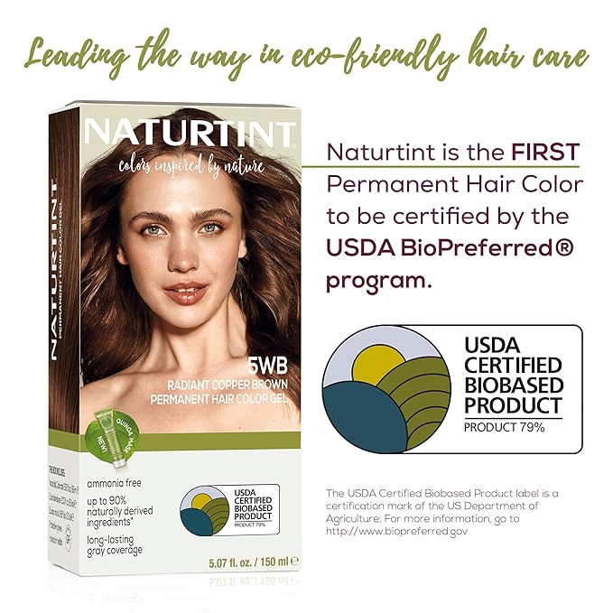Naturtint 5WB Radiant Copper Brown Permanent Hair Color (Pack of 1), Ammonia Free, Vegan, Cruelty Free, up to 100% Gray Coverage, Long Lasting Results (Packaging may vary)