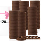 LuSeren 120 Pcs No Damage Hair Ties for Thick Hair, Large Soft Seamless Nylon Hair Elastics for Women, Ponytail Holders, Hair Accessories – brown