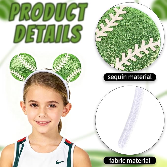 Game Day Fans Headbands for Women&Men, Glitter Ball Sports Hairbands, Sports Themed Hair Accessory, Team Party Favor