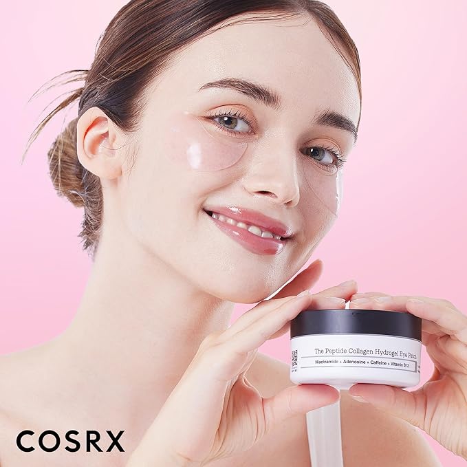COSRX Pink Peptides Collagen Hydrogel Eye Patch for Puffy Eyes and Dark Circles, Under Eye Mask, 60 Under Eye Patches, Korean Skin Care - Stocking stuffers for women