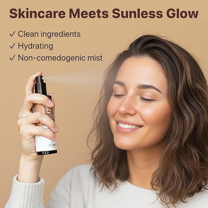 Bronzing Face Tanner Spray Mist, Sunless Face Tanning Water, USA Made with Natural & Organic Ingredients