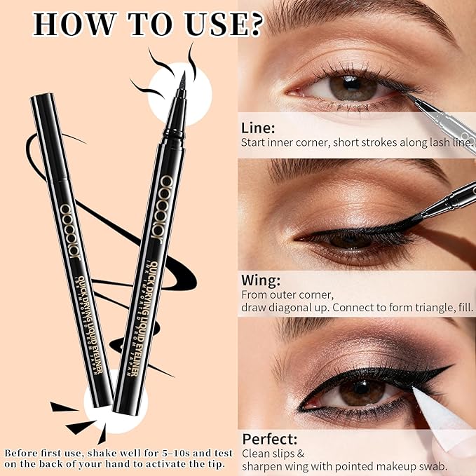 docolor Waterproof Eyeliner Pen Super Slim Precise All Day Black Eyeliner Liquid Professional Makeup Liquid Eye Liner Pencil for Women