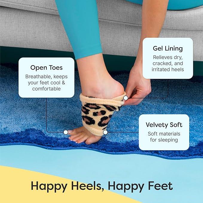 ZenToes Moisturizing Socks for Cracked Heel Treatment, Vitamin E, Olive Oil and Jojoba Oil Heel Socks, Stocking Stuffers for Women, Spa Self Care Gifts for Women (Cheetah, Regular)