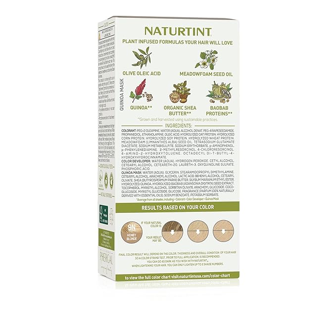 Naturtint 9N Honey Blonde Permanent Hair Color (Pack of 6), Ammonia Free, Vegan, Cruelty Free, up to 100% Gray Coverage, Long Lasting Results (Packaging may vary)