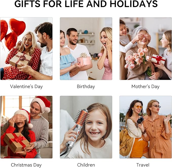 Double Voltage Mini Hair Dryer Brush,Traval Hair Brush 100-240V,3 Heat & 2 Speed Settings Oval Barrel Thermal Brush,Blow Dryer Brush for Dry,Straightening,Voluming