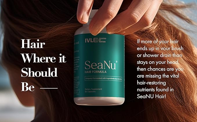 IVL - SeaNu Hair Vitamins Supplements - Hair Strength, Strand Thickness, Hair Growth - with Biotin, Vitamin B3, Zinc, Saw Palmetto Berry Extract, Green Lipped Mussel - Vitamin Hair Growth (1 Pack)