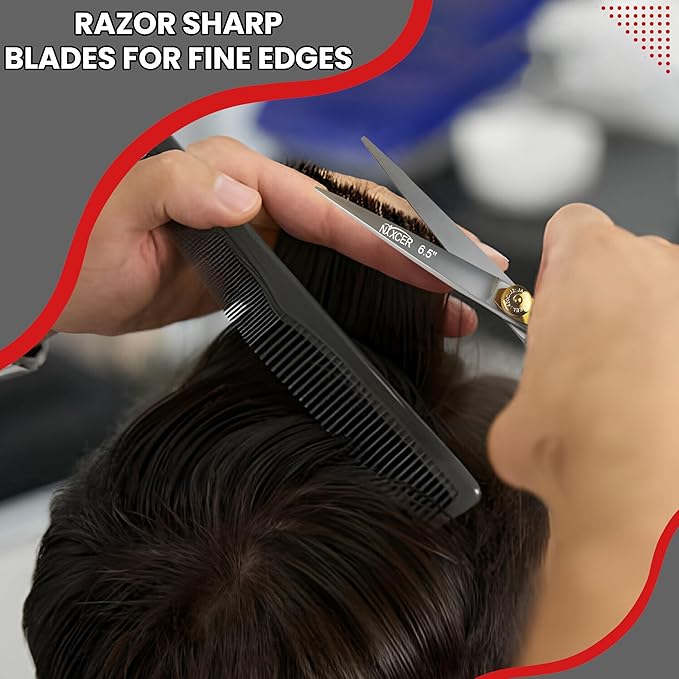 Hair Cutting Scissors -Sharp Razor Edge Blade Hair Shears Series - 6.5" With Fine Adjustment – Stainless Steel Hair Scissors Professional For Men, Women & Babies (Sand)