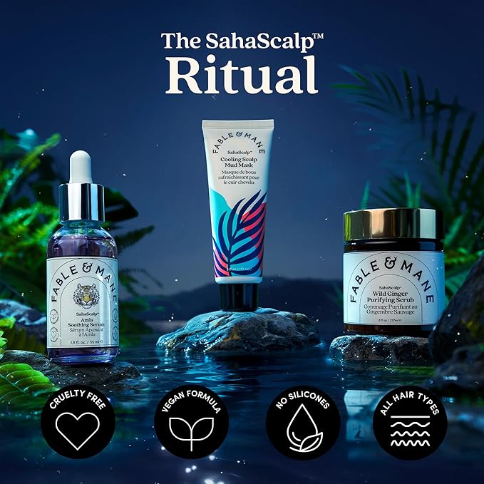 Fable & Mane Amla Soothing Serum with Rosemary Oil Purifies and Balances Irritation. Detox Treatment for Dry, Itchy or Sensitive Scalps