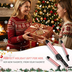 Automatic Curling Iron 1 Inch with 3-in-1 Interchangeable Barrels, Anti-Tangle Beach Waves Hair Curler, Beginner Friendly Dual Voltage Travel Curling Wand for Long Short Hair Pink, Gifts for Women Pro