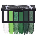 Green Eyeshadow Palette with Mirror Lime Forest Emerald Tones Matte Shimmer 6 Colors Mini Eye Shadow Pallet Travel Size Highly Pigmented for Goth Fairy Joker Wicked Halloween Parties Makeup