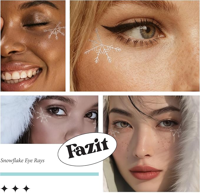 Fazit Makeup Patches - Snowflake Eye Rays - Glow Up Make-Up Patches - Cute Glitter Makeup Accessories for Women - Cosmetic Glitter for Face