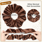 CEELGON Brown Big Velvet Scrunchie 6.5 Inches Jumbo Scrunchies Hair Ties Oversized Ponytail Holder for Thick Curly Hair Extra Large Hair Accessories for Women (Brown)