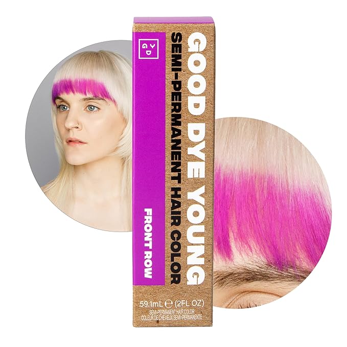 Good Dye Young Semi-Permanent Hair Color (Front Row Purple) - UV Protective Temporary Tint, Lasts 15-24+ Washes - Conditioning, PPD-Free & Vegan Hair Coloring