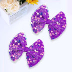 Velvet Sequin Hair Bows Elegant Purple Bow for Women Girls, 4in Glitter Handmade Hair Clips Alligator Clips Ponytail Holder Sparkly Hair Accessories for Helloween, Christmas, Birthday Party, Wedding