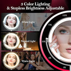 20X Magnifying Mirror with Light, Height Adjustable 2000mAh Makeup Mirror with Light, 3 Color Lights for Tabletop/Travel. Detachable Travel Makeup Mirror, Vanity Mirror for Bathroom, Silver