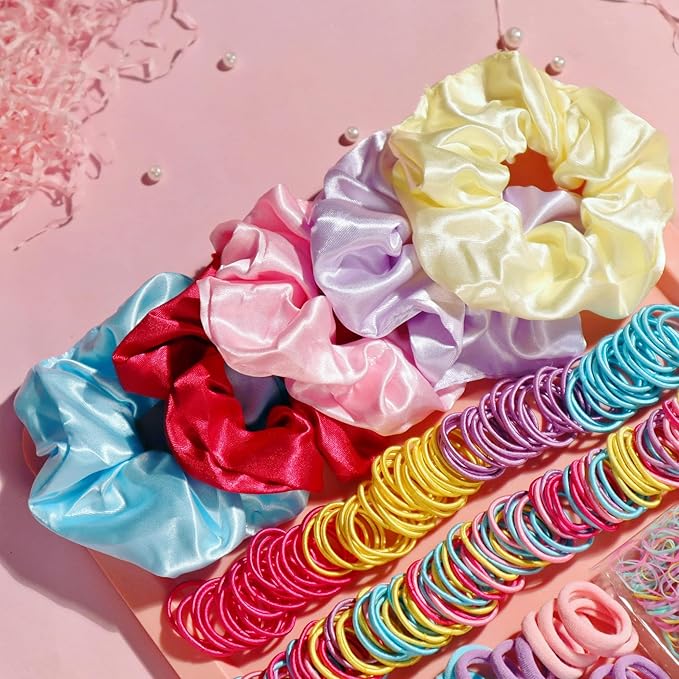 Colour Hair Accessories, Hair Ties, Scrunchies For Girls Women, Ponytail Holders, Traceless Hair Ropes Set For Baby and Kids