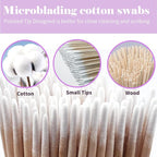 200PCS Pointed Cotton Swabs - Precision Tip Cotton Swabs - 4 Inch Microblading Cotton Swabs - Microblading Cotton Buds for Eyebrow Eyelash Extensions, Makeup, Nails, Tattoo Permanent Supplies, Craft