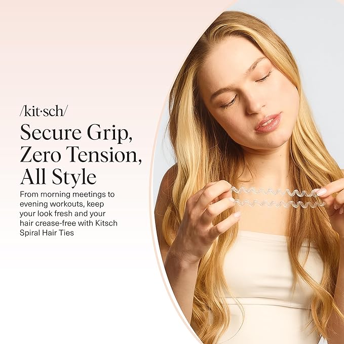 Kitsch Spiral Hair Ties for Women - Creaseless and Dent-free Coil Hair Ties | No Damage, Phone Cord Coils | Made of Flexible and Durable Plastic | Ideal for Daily Use - 8pcs Basics