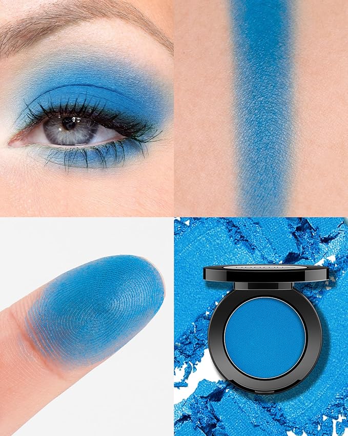 Dark Blue Eyeshadow Matte Handmade Pressed Eyeshadow Palette With No Creasing High Pigmented Long Lasting Blue Eye Shadow (DarkBlue)