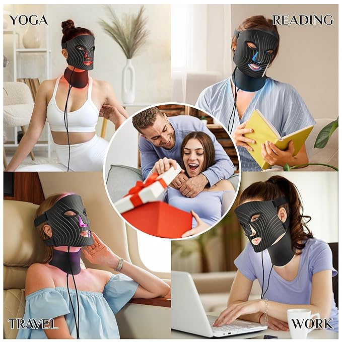 LED Light Therapy Mask Skin Care Mask & neck, LED Red 630±5nm & NIR 830nm Wavelength for Home Use