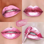 Pink Lipsticks for Women Metallic Lipstick Long Lasting Non Stick Cup Lip Gloss, Shimmer Lightweight Hydrating Full Coverage Lip Color, DP108 Mermaid