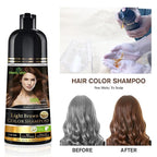 Herbishh 3-In-1 Magic Hair Dye Shampoo for Gray Hair - Light Brown, 500 Ml, Ammonia-Free, Long Lasting, Colors Hair in Minutes,Unisex