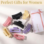 LuSeren 8 Pack Colorful Hair Clips for Women 4.3 Inch Large Hair Claw Clips for Women Thin Thick Curly Hair, Big Banana Clips,Strong Hold jaw clips