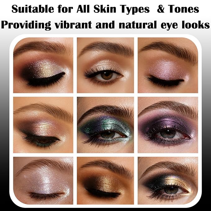 UCANBE 8 Color High-Intensity Baked Shimmer Eyeshadow Palette - Metallic Diamond-Like Shimmer, Highly Pigmented, Smooth & Blendable Formula for Dramatic & Radiant Eye Makeup (03 All Metallic)