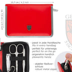 3 Swords Germany - brand quality 6 piece manicure pedicure kit set for professional finger & toe nail care with synthetic leather case - Made in Germany - red