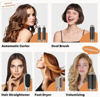 6 in 1 Blow Dryer Brush, Upgrade Hair Dryer Brush Set Negative Ion Air Styler Curling Wrap Air Curler, Hot Air Brush Curling Iron Hair Styling Tools As A Gift for Straight/Curl/Dry/Smooth