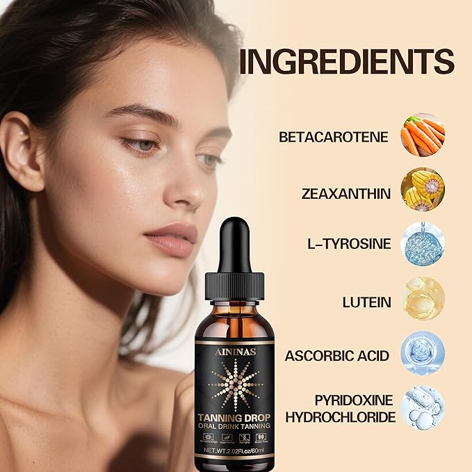 Sunless Tanning Drops for Water & Beverages – Oral Tanning Supplement, Natural Sunkissed Glow for Face & Body, Vegan & Safe, No Sun Required, Watermelon Flavor (2.02 fl.oz)