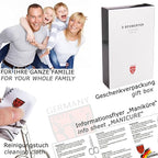 3 Swords Germany - brand quality 3 piece manicure pedicure grooming kit set for professional finger & toe nail care scissors tool genuine leather case in gift box, Made in Solingen Germany (02662)