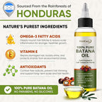 100% Pure Unrefined Batana Hair Oil – Raw Cold-Pressed Organic Hair Growth & Scalp Treatment, 120 mL (4 fl oz) – 100% Natural from Honduras